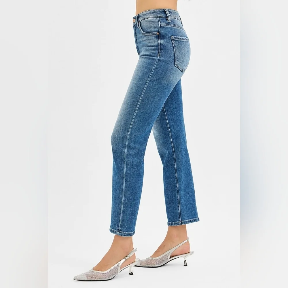 Risen HR Tummy Control Medium Wash Classic Straight Ankle Jeans Various NEW - Picture 4 of 6